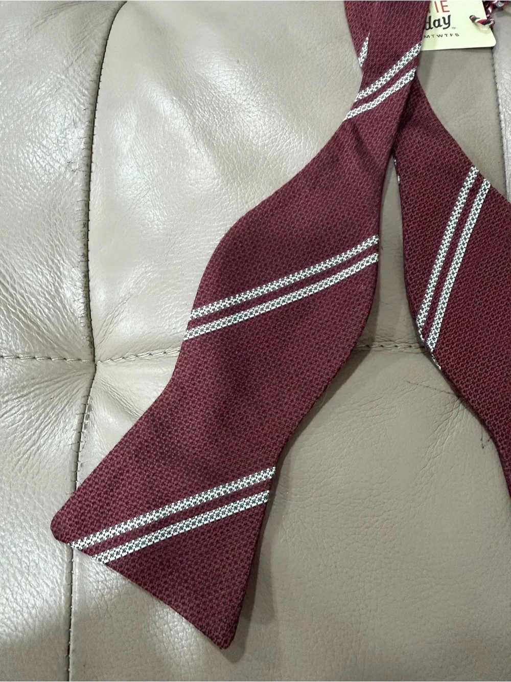 Bow Tie Tuesday Burgundy Stripe Bow Tie Wool Silk Blend NWT Preppy Classic